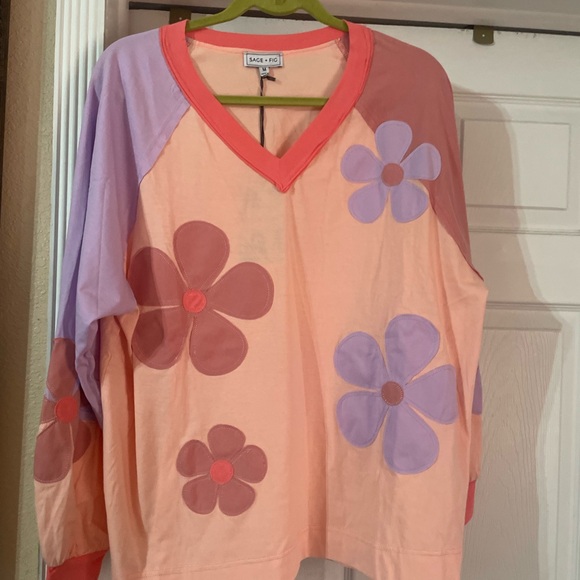NWT Sage + Fig Daisy Patchwork Long Sleeve Top Medium 🌸 BG 06 - Picture 8 of 10